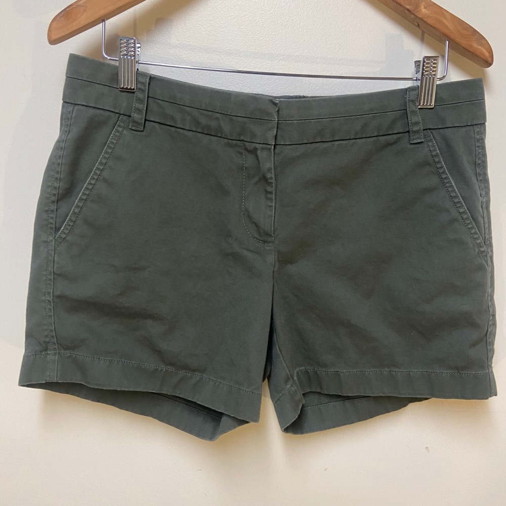 J.Crew Chino Shorts Women Size 6 Olive Green Cotton Casual Classic Summer Preppy